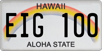 HI license plate EIG100