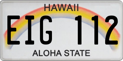 HI license plate EIG112
