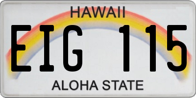 HI license plate EIG115
