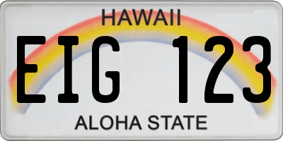 HI license plate EIG123