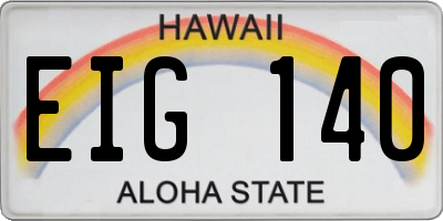 HI license plate EIG140