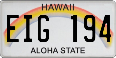 HI license plate EIG194