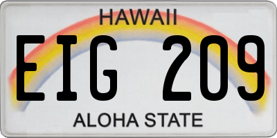 HI license plate EIG209