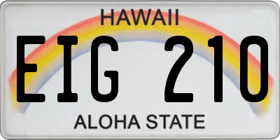 HI license plate EIG210