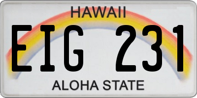 HI license plate EIG231