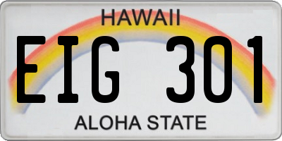 HI license plate EIG301