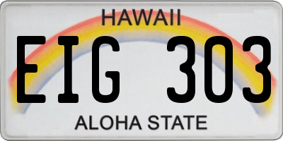 HI license plate EIG303