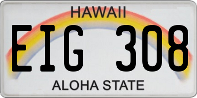 HI license plate EIG308