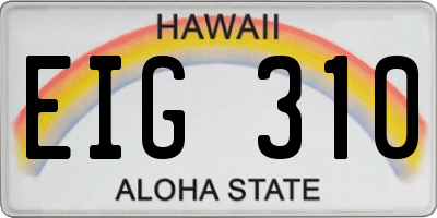 HI license plate EIG310