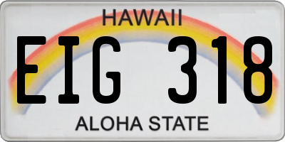 HI license plate EIG318