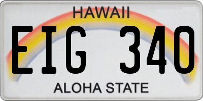 HI license plate EIG340