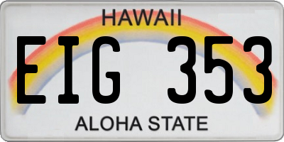 HI license plate EIG353