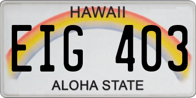 HI license plate EIG403