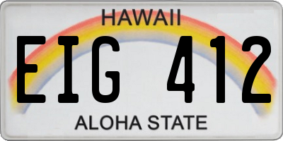 HI license plate EIG412