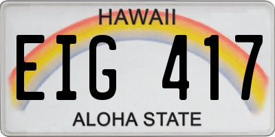 HI license plate EIG417