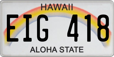 HI license plate EIG418