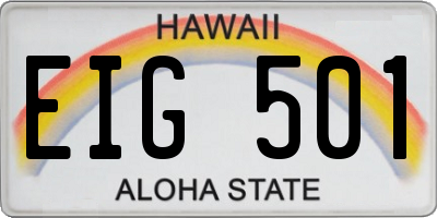 HI license plate EIG501