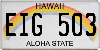 HI license plate EIG503