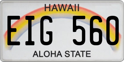 HI license plate EIG560
