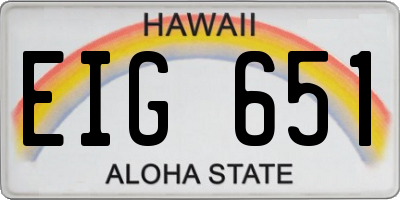 HI license plate EIG651