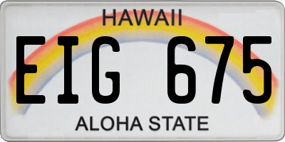 HI license plate EIG675