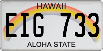 HI license plate EIG733