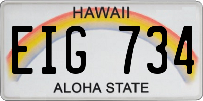 HI license plate EIG734