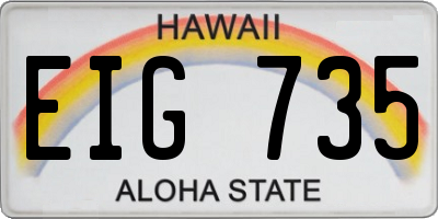 HI license plate EIG735
