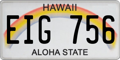 HI license plate EIG756