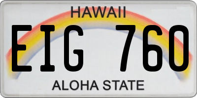 HI license plate EIG760