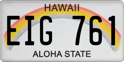 HI license plate EIG761