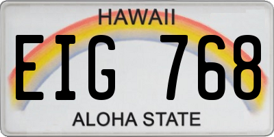 HI license plate EIG768