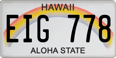 HI license plate EIG778