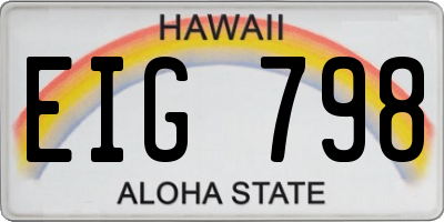 HI license plate EIG798
