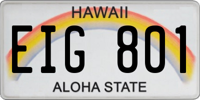 HI license plate EIG801