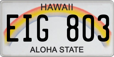 HI license plate EIG803