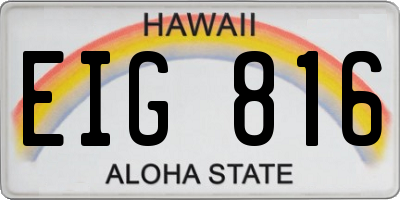 HI license plate EIG816