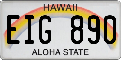 HI license plate EIG890