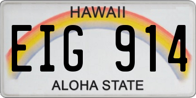 HI license plate EIG914