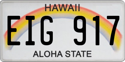 HI license plate EIG917