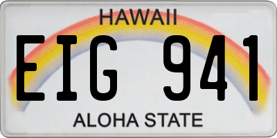 HI license plate EIG941