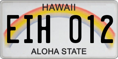 HI license plate EIH012