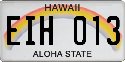 HI license plate EIH013