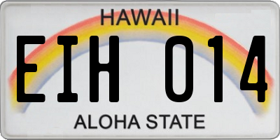 HI license plate EIH014