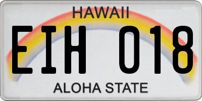 HI license plate EIH018