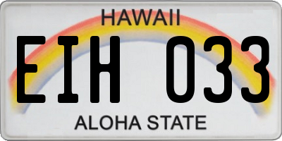 HI license plate EIH033