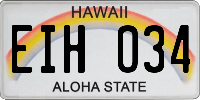 HI license plate EIH034