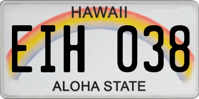 HI license plate EIH038