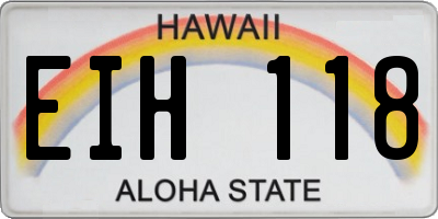 HI license plate EIH118