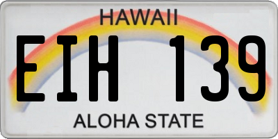 HI license plate EIH139